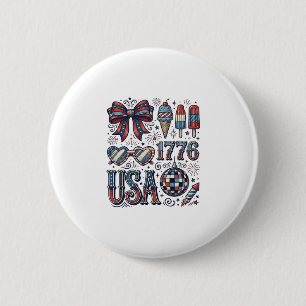 Vintage USA 1776 Patriotisk Sommar T-Shirt Design_ Knapp