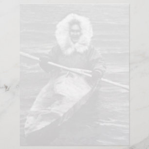 Vintage USA Alaska eskimå och hans kajak