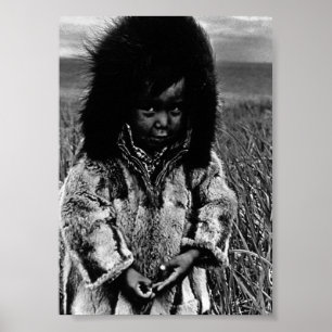 Vintage USA Alaska eskimo boy Poster