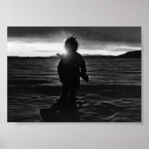 Vintage USA alaska eskimo hunter sunset Poster