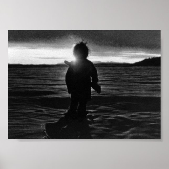 Vintage USA alaska eskimo hunter sunset Poster (Framsidan)