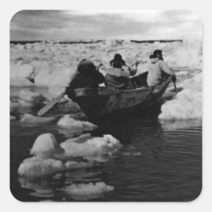 Vintage USA Alaska Eskimo-jägare 1970 Fyrkantigt Klistermärke
