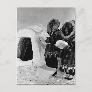 Vintage USA Alaska igloo-byggare Vykort