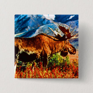 Vintage USA Alaska tjur älg  Knapp