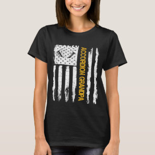 Vintage USA American Flagga Accordion Grandpa Silh T Shirt