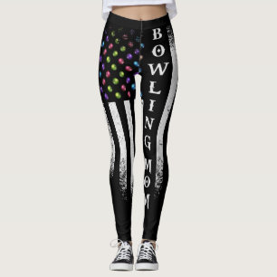 Vintage USA American Flagga Bowling Mamma Bowlarea Leggings