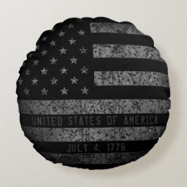 Vintage USA American Flagga Distress Text Rund Kudde