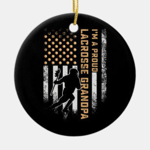 Vintage USA American Flagga.. Jag är en proud Lacr Julgransprydnad Keramik