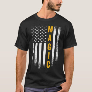 Vintage USA American Flagga Magician Magic Tricks T Shirt