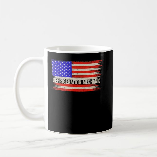 Vintage USA American Flagga Refrigeration Mechanic Kaffemugg (Vänster)