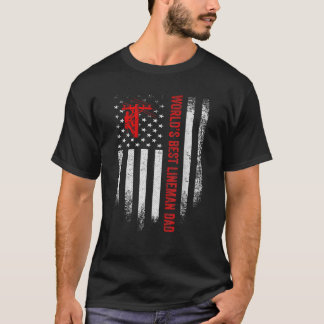 Vintage USA American Flagga World, Best Lineman Pa T Shirt