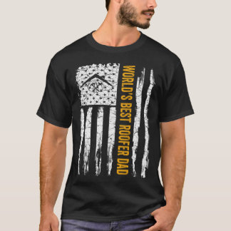 Vintage USA American Flagga World's Best Roofer Pa T Shirt