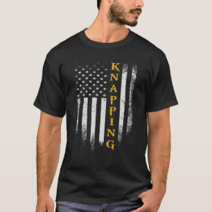 Vintage USA Amerikansk Flagga Flint Knapping for F T Shirt