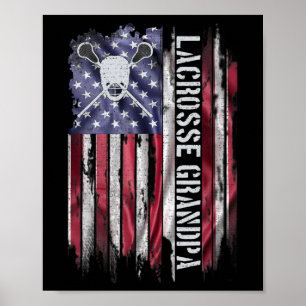 Vintage Usa Amerikansk Flagga Stolt Lacrosse Farfa Poster