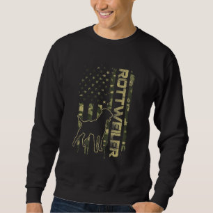 Vintage USA Amerikansk Kamouflage Flagga Rottweile Lång Ärmad Tröja