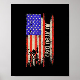 Vintage USA Amerikanska Flagga Brazilian Jiu Jitsu Poster