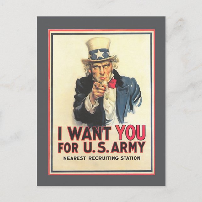 Vintage USA-arméns gamla rekrytering Poster vykort (Framsida)