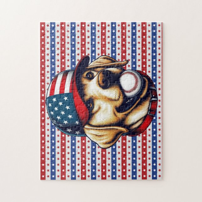 Vintage, USA baseball Labrador Pussel (Vertikal)