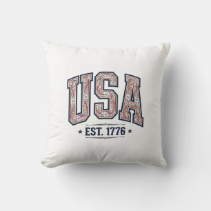 Vintage USA Est 1776 Patriotisk Graverad Tröja_1 Kudde