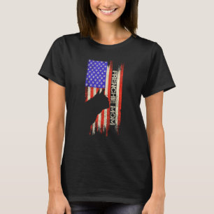Vintage Usa Flag Fransk Bulldog Hund Mamma Frenchi T Shirt