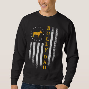 Vintage Usa Flag Stolt Bull Terrier Pappa Bully Si Lång Ärmad Tröja