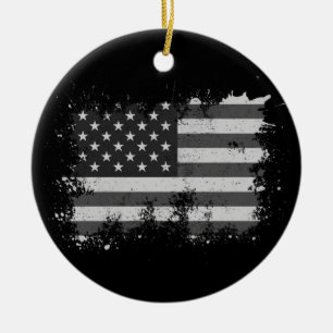 Vintage USA flagga, 4 juli patriotisk Julgransprydnad Keramik