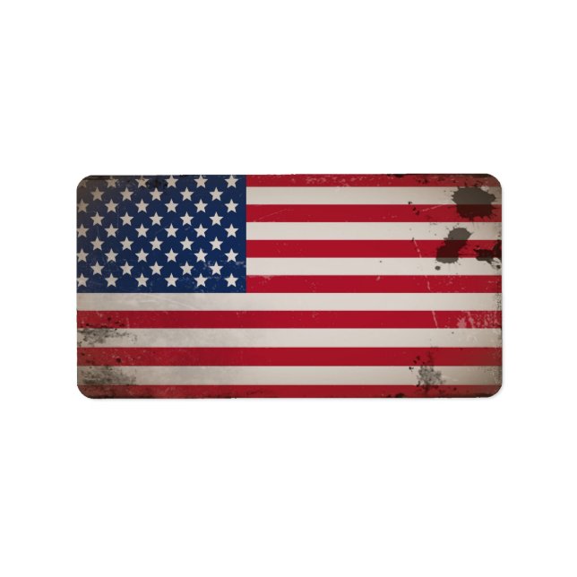 Vintage USA flagga Adressetikett (Framsidan)