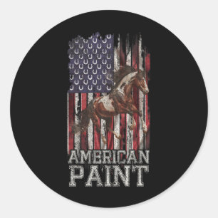 Vintage USA Flagga American Paint Horse Lover2 Runt Klistermärke