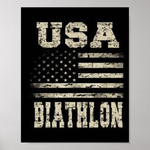 Vintage USA flagga Biathlon Poster