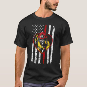 Vintage USA flagga Heart for Fireman Pappa Brother T Shirt
