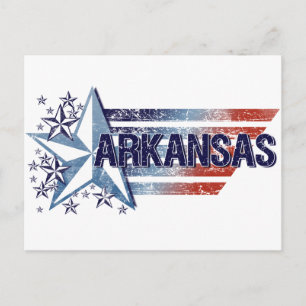 Vintage USA flagga med Star - Arkansas Vykort