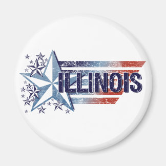 Vintage USA flagga med Star - Illinois Magnet
