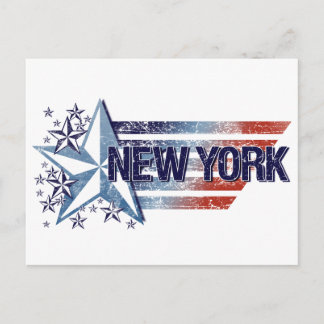 Vintage USA flagga med Star - New York Vykort
