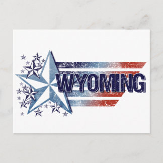Vintage USA flagga med Star - Wyoming Vykort