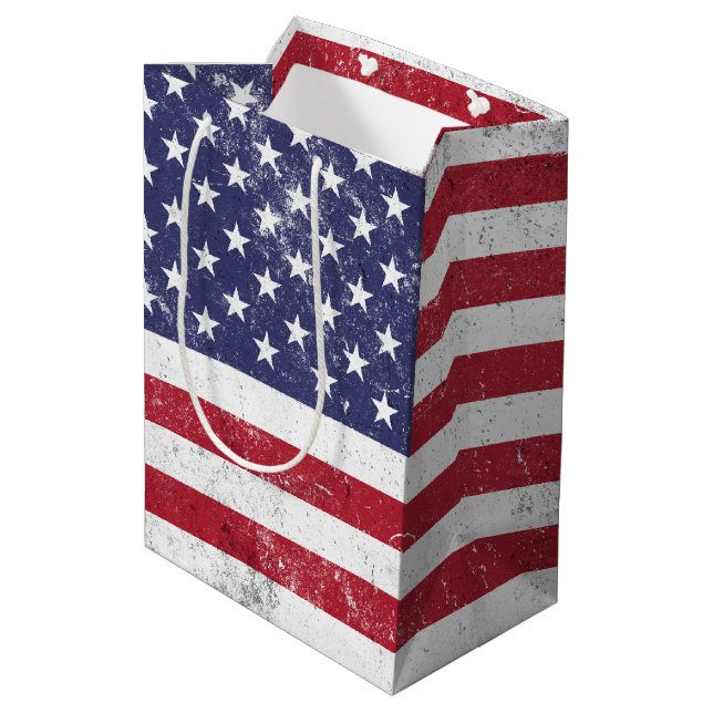 Vintage USA flagga Patriotisk amerikansk Rött vitt (Baksidan Vinklad)