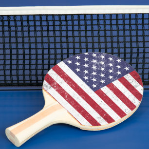Vintage USA flagga Patriotisk amerikansk Rött vitt Pingisracket