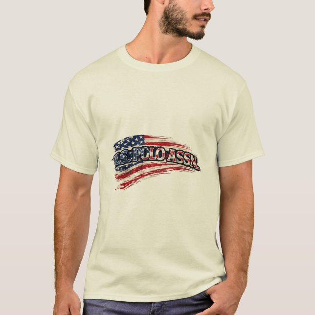 Vintage USA Flagga Polotröja T Shirt (Framsida)