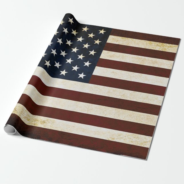 Vintage USA flagga Presentpapper (Utrullad)