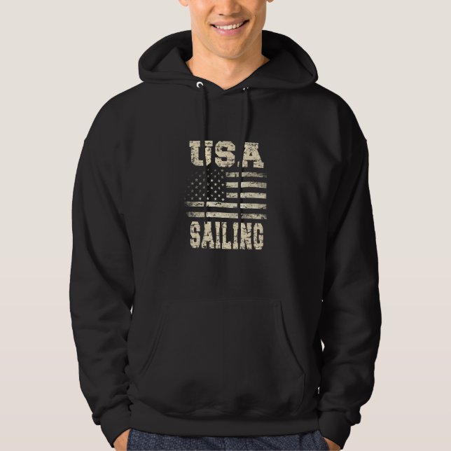 Vintage USA flagga Sailing Hoodie (Framsida)