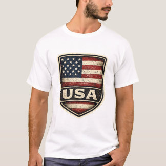 Vintage USA Flagga Sköld T-Shirt | Distressed Amer