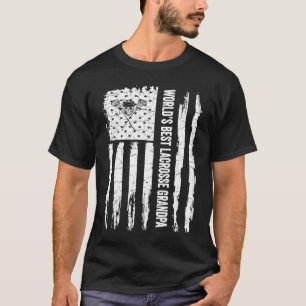 Vintage USA flagga World's Best Lacrosse Grandpa S T Shirt