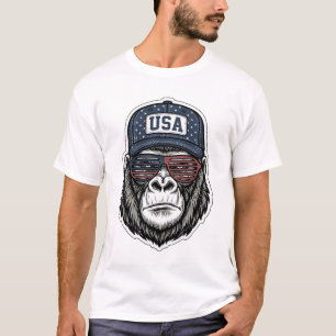Vintage USA Gorilla solglasögon Patriotisk skjorta T Shirt