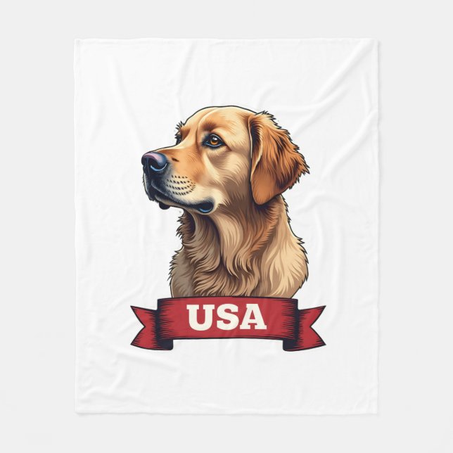 Vintage USA Gravyrskjorta för Golden Retriever 4 Fleecefilt (Framsidan)