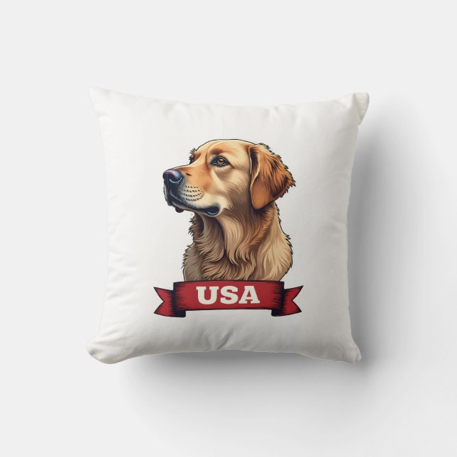 Vintage USA Gravyrskjorta för Golden Retriever 4 Kudde (Framsida)