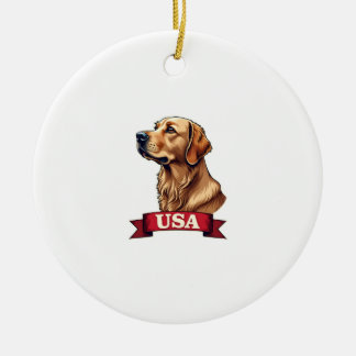 Vintage USA Gravyrskjorta för Golden Retriever Julgransprydnad Keramik