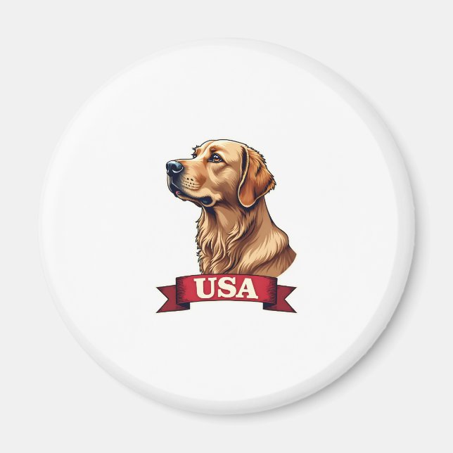 Vintage USA Guld Retriever Graverad Tröja Magnet (Framsidan)
