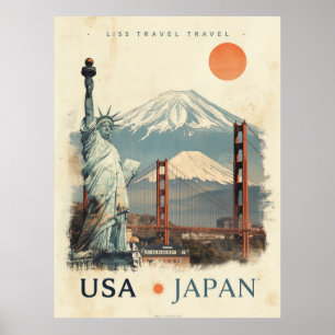 Vintage USA Japan Resa Retro Med Poster
