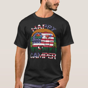 Vintage USA Lycklig Camper US Flagga Patriotic 4th T Shirt