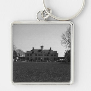 Vintage USA Mount Vernon George Washington house Fyrkantig Silverfärgad Nyckelring