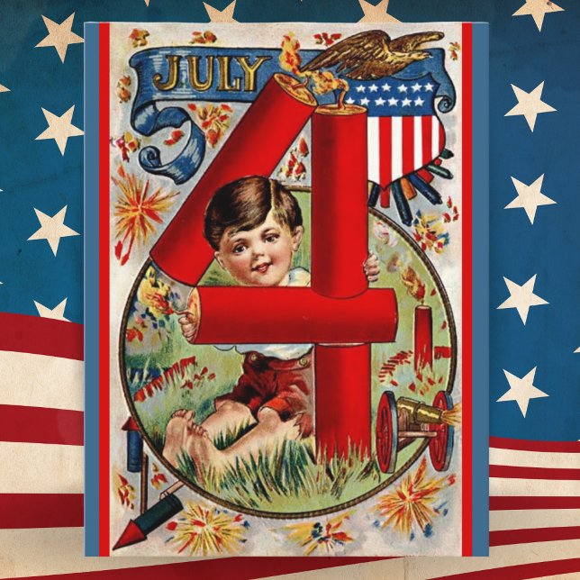 Vintage USA Patriotic 4 juli Helg Vykort (Skapare uppladdad)